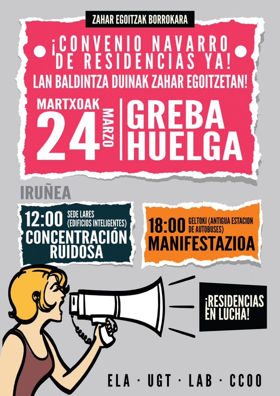 Dependencia Navarra. Residencias a la huelga el 24 de marzo.