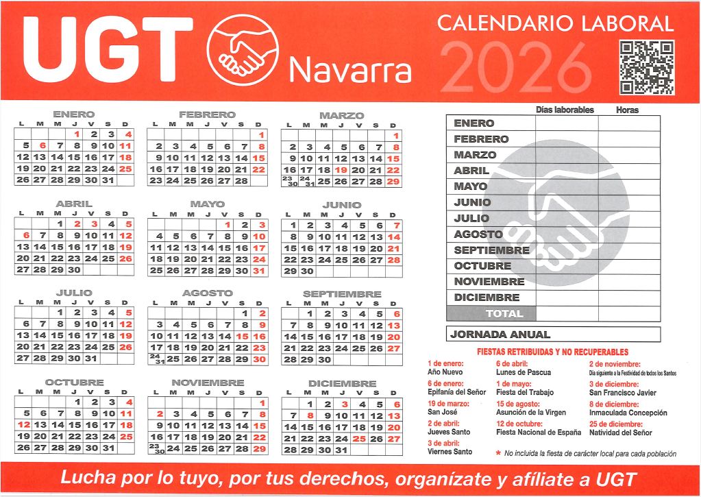 Calendario Laboral Navarra 2026